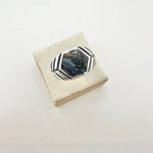 David Yurman Hex Signet Ring w/ Sterling Silver & Pietersite - Size 10